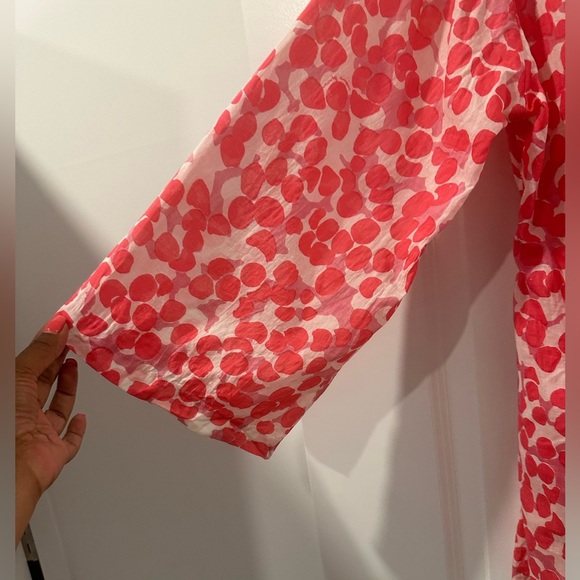 Virginia Johnson Pink Sheer Tunic Dress, Medium | Long Sleeve Beach Cover-Up - Picture 5 of 8